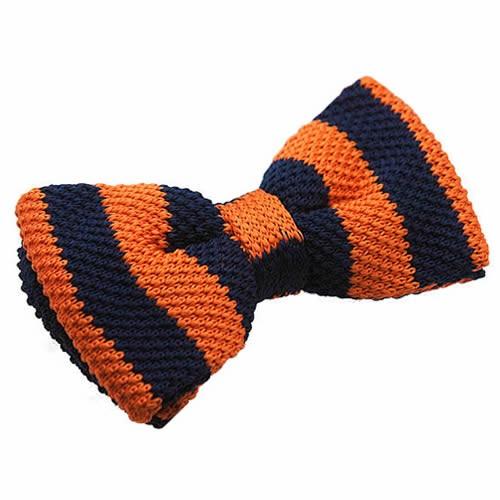 ニット 蝶ネクタイ オレンジ ネイビー ストライプ ニットタイ ボウタイ パーティー フォーマル メンズアクセサリー |  | 01