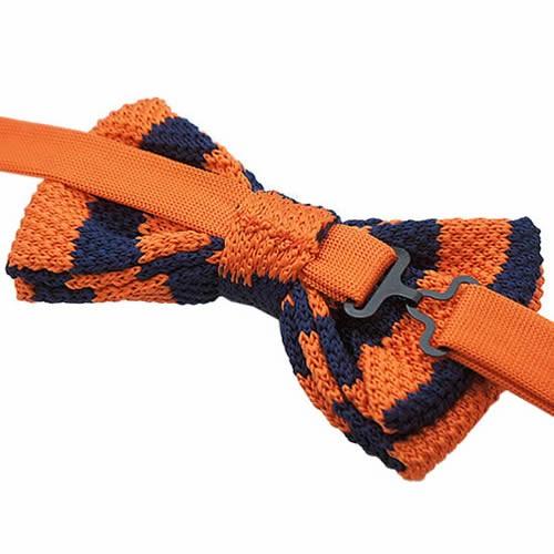 ニット 蝶ネクタイ オレンジ ネイビー ストライプ ニットタイ ボウタイ パーティー フォーマル メンズアクセサリー |  | 03