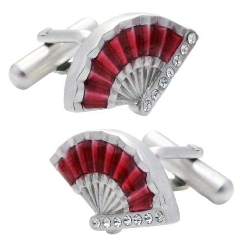 カフスボタン 扇 扇子 団扇 レッド カフス カフリンクス メンズアクセサリー |  | 01