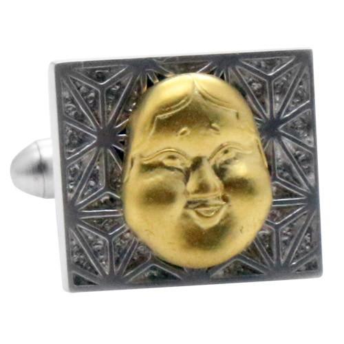 カフスボタン おかめ おたふく ゴールド カフス カフリンクス メンズアクセサリー |  | 01