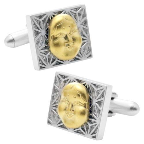 カフスボタン おかめ おたふく ゴールド カフス カフリンクス メンズアクセサリー |  | 02