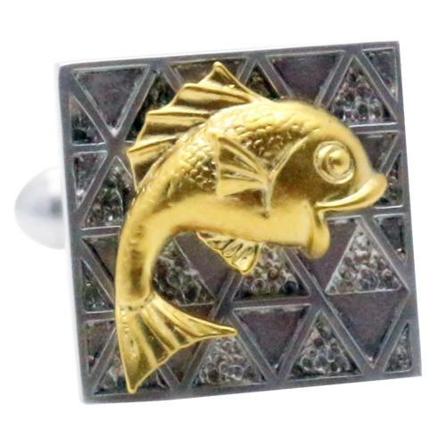 カフスボタン 鯛 鯉 ゴールド カフス カフリンクス メンズアクセサリー | 