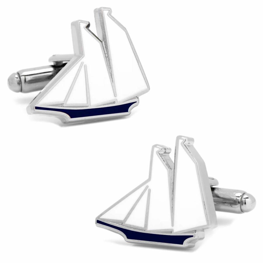 カフス カフスボタン ヨット ブルー＆ホワイト カフリンクス_1