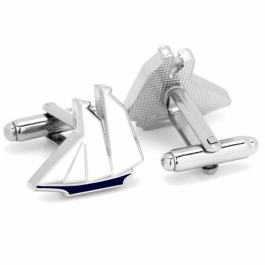 カフス カフスボタン ヨット ブルー＆ホワイト カフリンクス_2