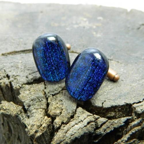 カフス カフスボタン ガラス オリジナル 手作り Blue falls 青い滝 カフリンクス |  | 01