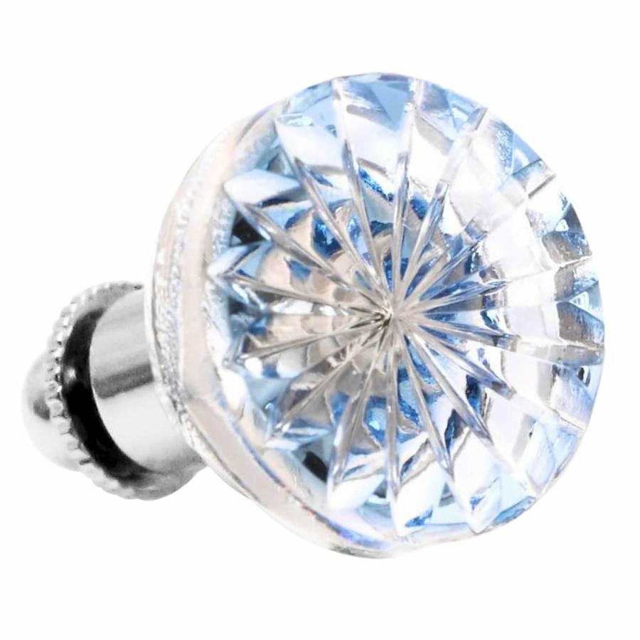 ピンズ 江戸切子 菊 水色 堀口硝子 ラペルピン メンズジュエリー