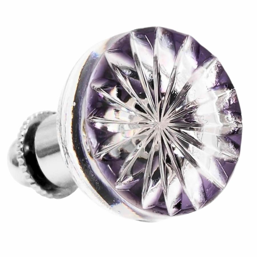 ピンズ 江戸切子 菊 紫 堀口硝子 ラペルピン メンズジュエリー