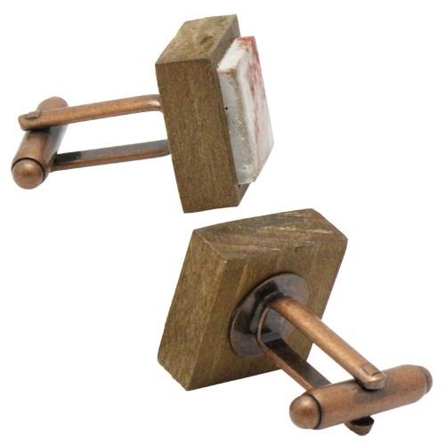 カフス カフスボタン オリジナル 手作り コーシ オリーブ セメントミックス カッパー カフリンクス |  | 04