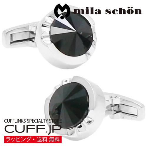 ミラ ショーン カフス ブラック クリスタルガラス カフスボタン カフリンクス mila schon メンズアクセサリー | 