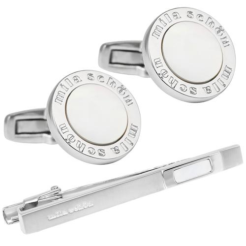 ミラ ショーン カフスボタン ネクタイピン セット ラウンド シェル 白蝶貝 カフス タイバー mila schon |  | 01