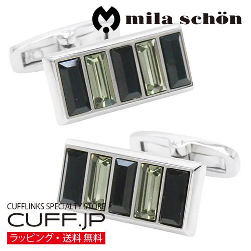ミラ ショーン カフス ブラック クリスタルガラス カフスボタン カフリンクス mila schon メンズアクセサリー | 
