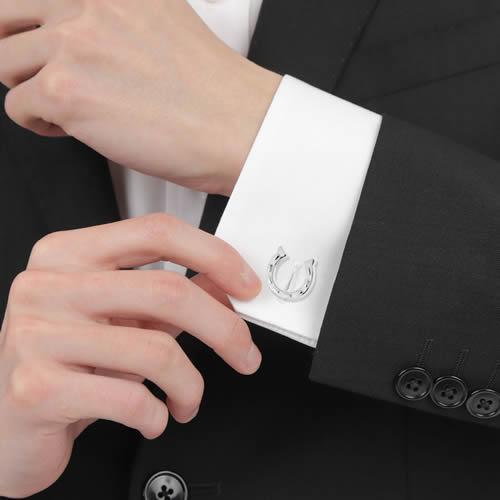 カフスボタン シルバー蹄鉄 馬蹄 幸運のお守り カフス カフリンクス |  | 05