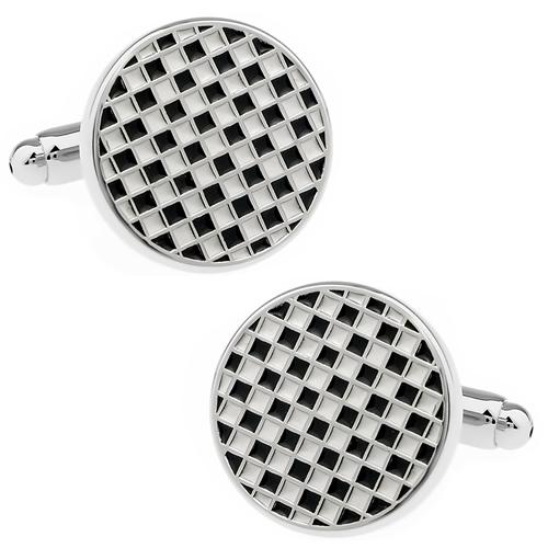カフスボタン チェック サークル ブラック カフス カフリンクス |  | 01