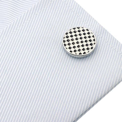 カフスボタン チェック サークル ブラック カフス カフリンクス |  | 04