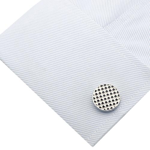 カフスボタン チェック サークル ブラック カフス カフリンクス |  | 05