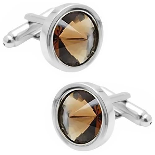 カフスボタン トパーズ ラウンド クリスタル カフス カフリンクス |  | 01