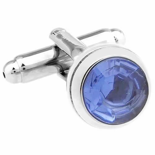 カフスボタン スフィア アクアマリン ブルー クリスタル カフス