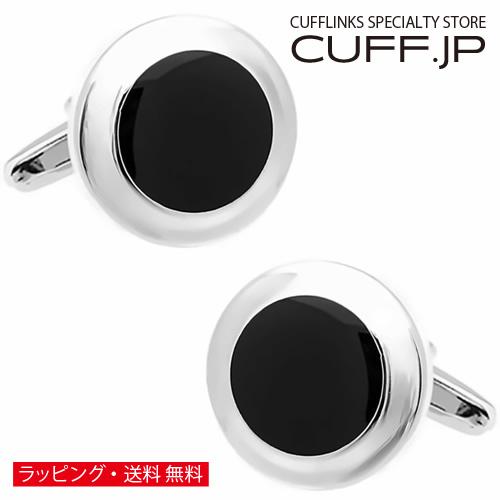 カフスボタン クラシック ブラック ラウンド カフス カフリンクス | 