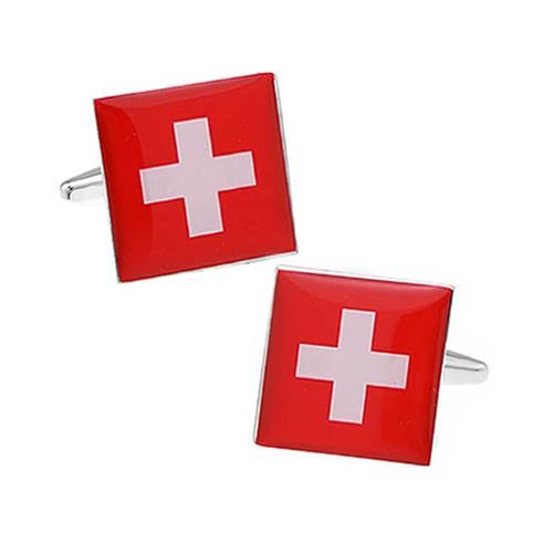 カフスボタン スイス 国旗 カフス カフリンクス |  | 01
