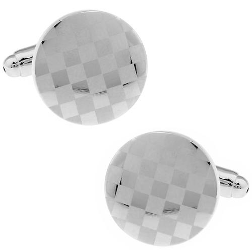 カフスボタン シルバー チェック ラウンド カフス カフリンクス |  | 01