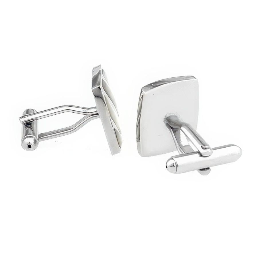 カフスボタン レクタングル ストライプ ホワイト シェル カフス カフリンクス メンズアクセサリー |  | 03