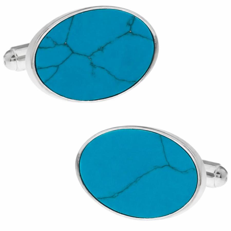 カフスボタン ターコイズ シンプルオーバル カフス カフリンクス メンズアクセサリー |  | 01
