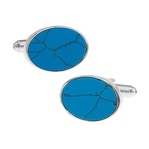 カフスボタン ターコイズ シンプルオーバル カフス カフリンクス メンズアクセサリー |  | 02