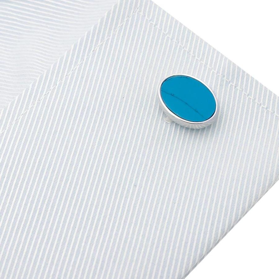 カフスボタン ターコイズ シンプルオーバル カフス カフリンクス メンズアクセサリー |  | 04