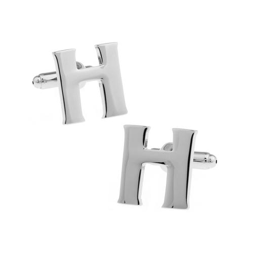 カフスボタン イニシャル アルファベット H カフス バラ売り 片方 0.5ペア カフリンクス メンズアクセサリー |  | 01