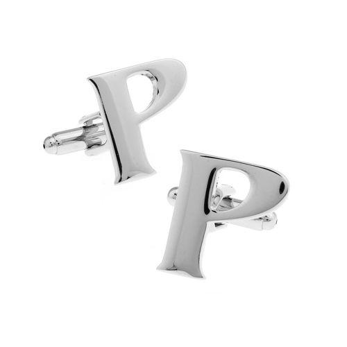 カフスボタン イニシャル アルファベット P カフス バラ売り 片方 0.5ペア カフリンクス メンズアクセサリー |  | 01