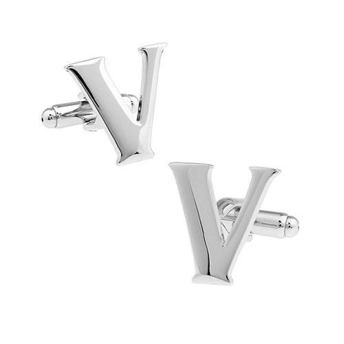 カフスボタン イニシャル アルファベット V カフス バラ売り 片方 0.5ペア カフリンクス メンズアクセサリー |  | 01
