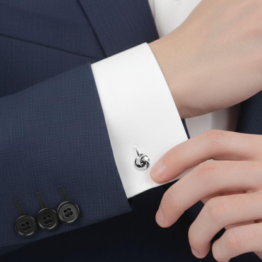 カフスボタン スリーリング フラット ノット カフス カフリンクス メンズアクセサリー |  | 06