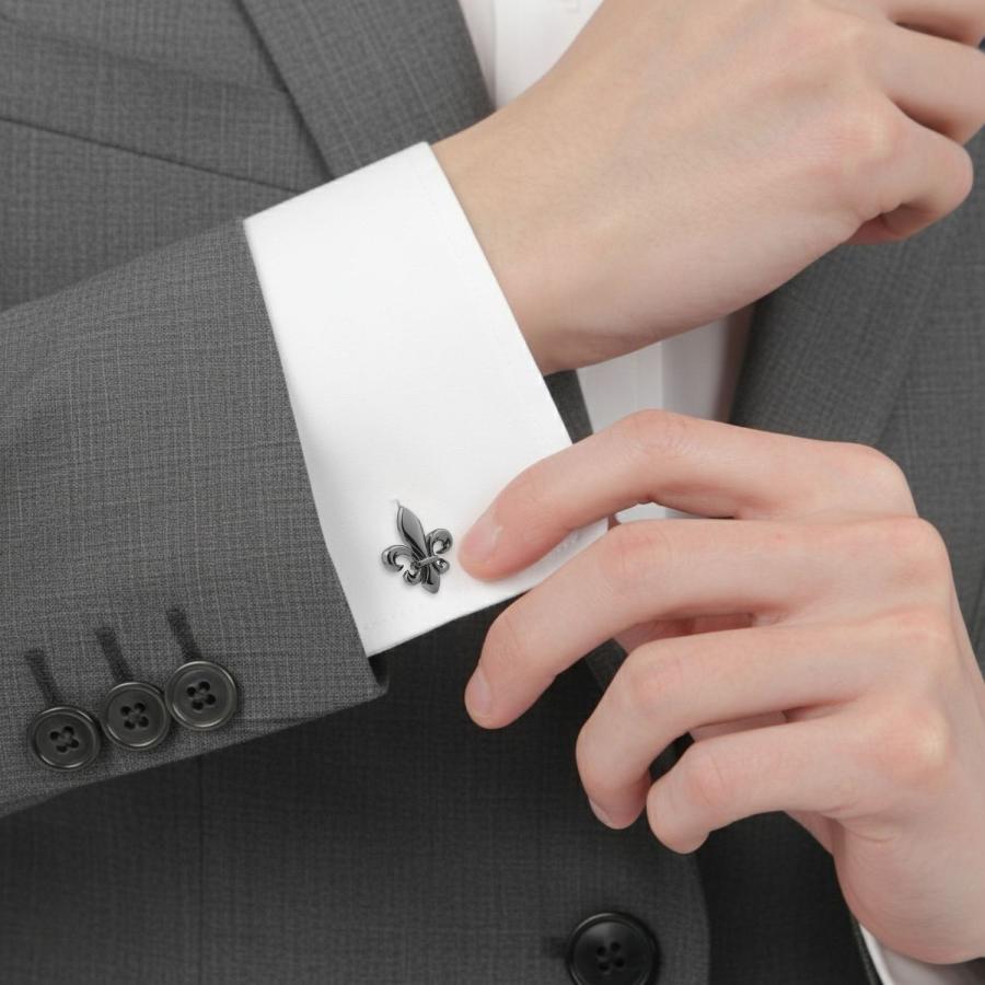 カフスボタン ブラック フルール ド リス ゆりの紋章 カフス カフリンクス メンズアクセサリー |  | 04