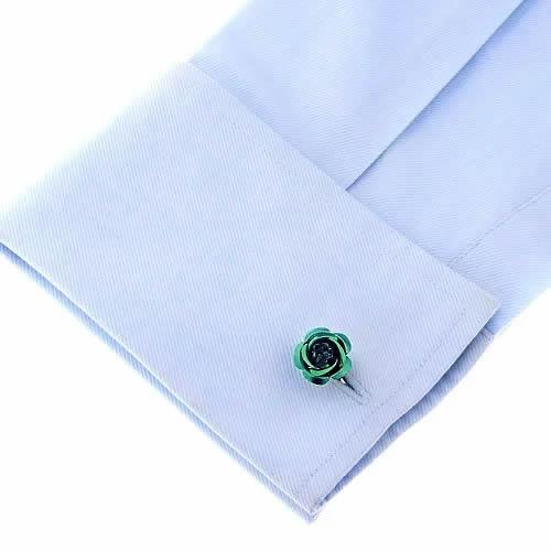 カフス カフスボタン ローズ グリーン カフリンクス メンズアクセサリー |  | 03