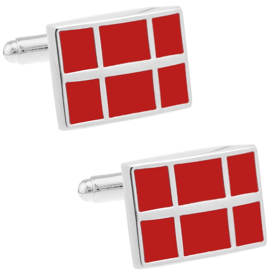 カフス カフスボタン レッド モザイク スクエアー カフリンクス メンズアクセサリー |  | 03