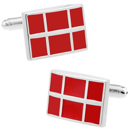 カフス カフスボタン レッド モザイク スクエアー カフリンクス メンズアクセサリー |  | 02