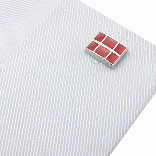 カフス カフスボタン レッド モザイク スクエアー カフリンクス メンズアクセサリー |  | 05