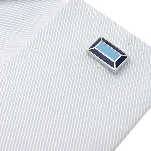 カフスボタン カフス ネイビー & ライトブルー レクタングル カフリンクス メンズアクセサリー |  | 04