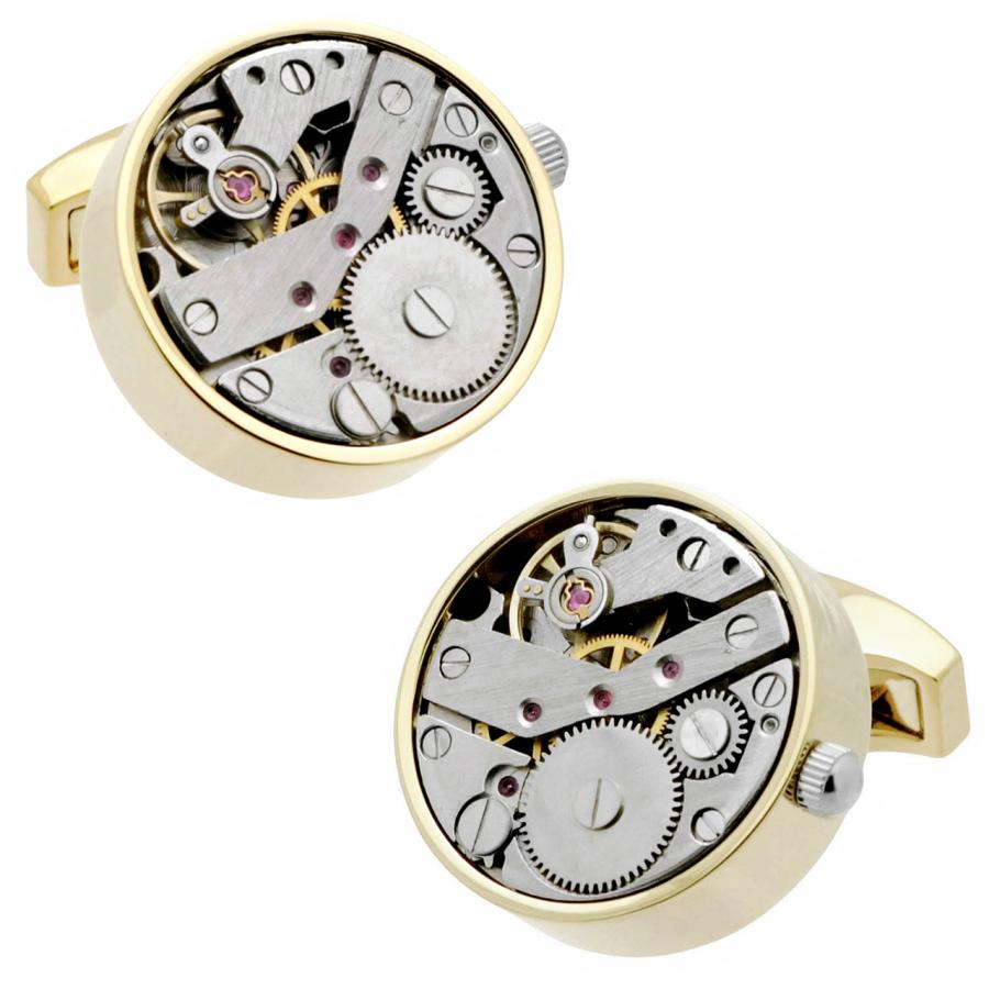 カフスボタン カフス スチームパンク ゴールド 時計ムーブメント カフリンクス メンズアクセサリー |  | 01