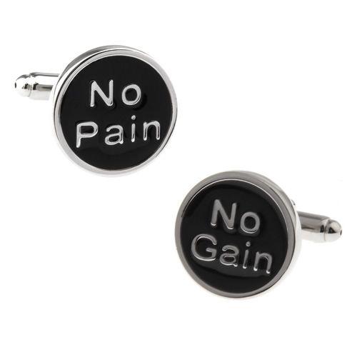 カフスボタン カフス 諺 モットー 努力なくして得るものなし No Pain No Gain カフリンクス メンズアクセサリー |  | 01