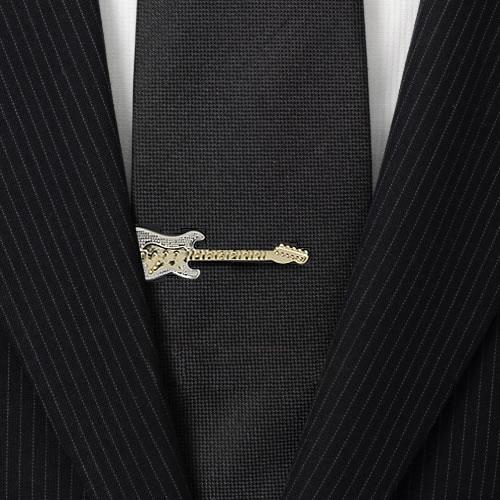 ネクタイピン タイバー シルバー & ゴールド ギター タイクリップ