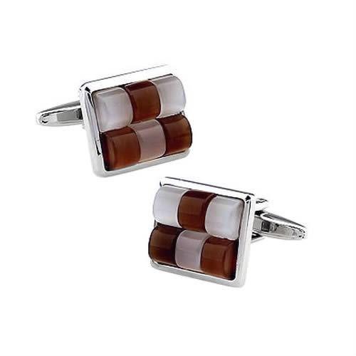 カフスボタン カフス ブラウン ホワイト キャッツアイ カフリンクス メンズアクセサリー |  | 01