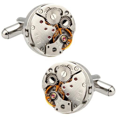 カフスボタン カフス 時計 ムーブメント スチームパンク フレームレス ラウンド カフリンクス メンズアクセサリー |  | 01