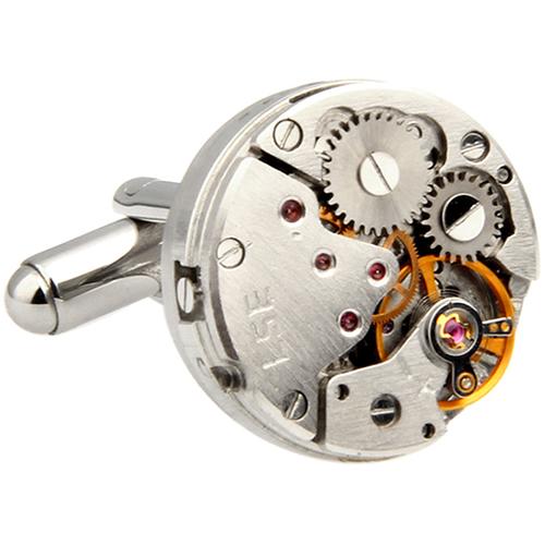 カフスボタン カフス 時計 ムーブメント スチームパンク フレームレス ラウンド カフリンクス メンズアクセサリー |  | 02