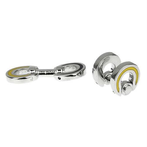 カフスボタン カフス ブルー ＆ イエロー リング カフリンクス メンズアクセサリー |  | 03