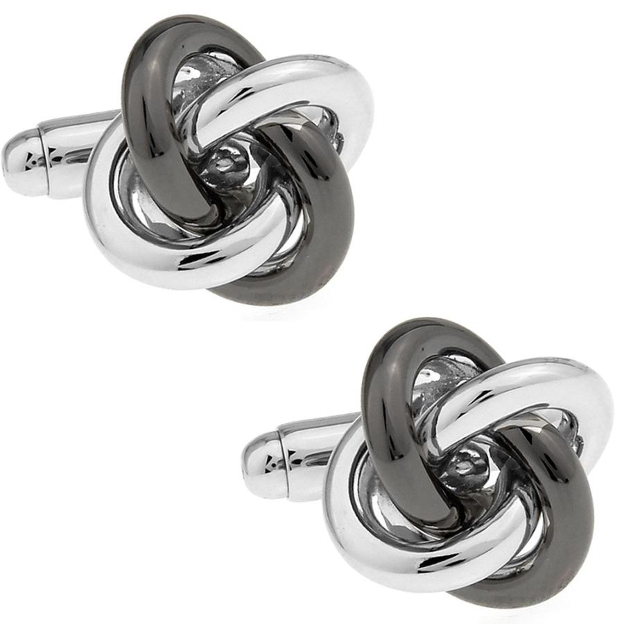 カフスボタン カフス シルバー ＆ ガンメタ ノット カフリンクス メンズアクセサリー |  | 01