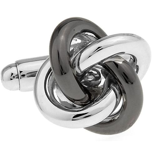 カフスボタン カフス シルバー ＆ ガンメタ ノット カフリンクス メンズアクセサリー |  | 02