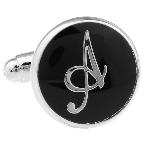 カフスボタン カフス ブラック イニシャル アルファベット A カフス カフリンクス メンズアクセサリー |  | 02