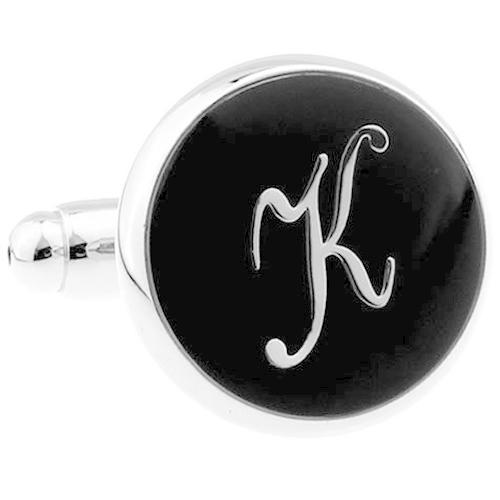 カフスボタン カフス ブラック イニシャル アルファベット K カフス カフリンクス メンズアクセサリー |  | 02