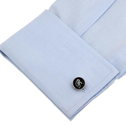 カフスボタン カフス ブラック イニシャル アルファベット R カフス カフリンクス メンズアクセサリー |  | 04